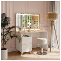 Vicco Schminktisch Karen, Weiß/Artisan, 110 cm mit Hocker und