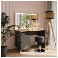 Vicco Schminktisch Karen, Anthrazit/Artisan, 110 cm mit Hocker und