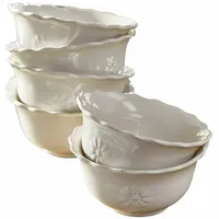 Loberon Schüssel 6er Set Mallevesse, Eingeprägtes Blumenmotiv, Ideal für