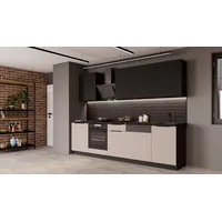 Küchen-Preisbombe Küchenzeile ARONA SIENA BASIC 280 cm Kaschmir Schwarz