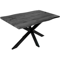 Sam Esstisch Baumkante Holz-Optik Grau 140 x 80 Spider-Gestell
