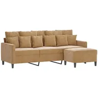 VidaXL 3-Sitzer-Sofa mit Hocker Braun 180 cm Samt