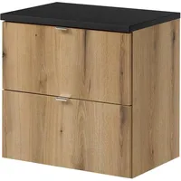 [en.casa] Waschbeckenunterschrank Skelbolu 60x60x40cm Eichenoptik/Schwarz