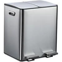 Relaxdays Mülleimer Küche 2x 15 Liter, Silber