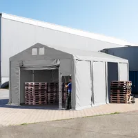 TOOLPORT 6x8 m Lagerzelt PVC-Plane, mit Bodenrahmen, ohne Statik