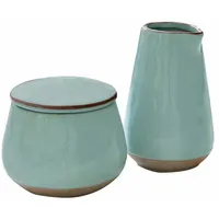 Loberon Zuckerdose und Milchkännchen Biarré, Mediterraner Charakter, Schlichtes Design,