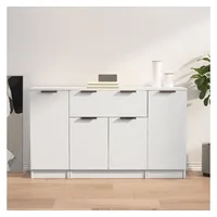 VidaXL Sideboards 3 Stk. Weiß Holzwerkstoff