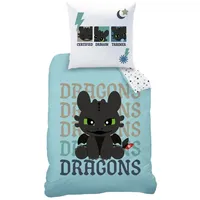 MTOnlinehandel Dragons Bettwäsche 135x200 + 80x80 – Ohnezahn Kinderbettwäsche