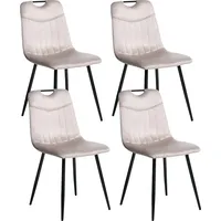 Beliani Esszimmerstuhl 4er Set Samt taupe schwarz