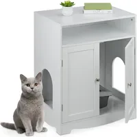 Relaxdays Katzenschrank für Katzenklo Weiß,Silber