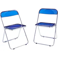 [en.casa] Klappstuhl Pornainen 2er Set Dunkelblau, transparent