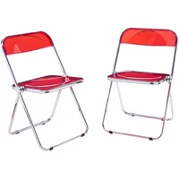 [en.casa] Klappstuhl-Set, Rot, transparent