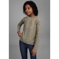 Kidsworld Langarmshirt "Shirt in Leo-Optik", Mädchen, Gr. 104/110, beige
