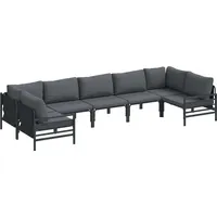 VidaXL Garten-Lounge-Set 7-tlg. schwarz/grau