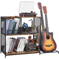 Vevor 3-stufiger Plattenspielerständer mit Gitarrenhalter, Schallplattenständer mit Aufbewahrung für