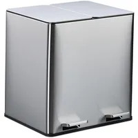 Relaxdays Mülleimer mit Geruchsfilter 2x15 Liter, Küchenmülleimer Biomüll, Absenkautomatik