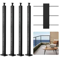 Vevor Kabelgeländerpfosten, 4er-Pack, 914x25,4x50,8 mm, vorgebohrte horizontale Löcher, Edelstahl
