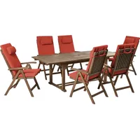 Beliani Gartenmöbel Set 7-tlg. Dunkelbraun/Rot