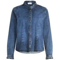 Cartoon Damen Jeansbluse mit Rüschen 42, Dark Blue Denim