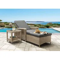 Destiny Gartenliege CASA mit Beistelltisch MERANO 46x46x50 cm, natur