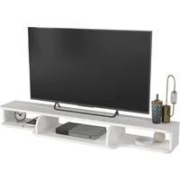 [en.casa] TV Möbel, TV-Lowboard hängend Aar 135x30x16 cm Weiß