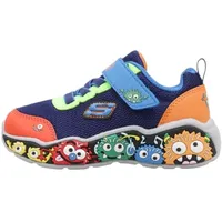 SKECHERS Play Scene Sneaker, Navy & Blue Textile/Lime &