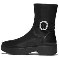 FitFlop Damen F-luma Crystal-Buckle Leder Kurzschaft Stiefel Knöchel, Schwarz,
