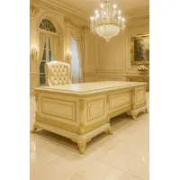 Casa Padrino Luxus Barock Schreibtisch Creme / Gold -