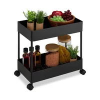 Relaxdays Rollwagen, 2 Etagen, Servierwagen, Küchenwagen, Bad & Büro,