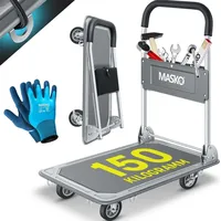 Masko MASKO® Plattformwagen Transportwagen Lagerwagen Klappbar Inkl. Arbeitshandschuhe Feststellbremse