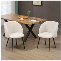 Homcom Esszimmerstuhl Lammwoll-Optik weiß 2er Set