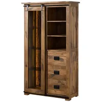 MASSIVMOEBEL24.DE Vitrine Mango/Altholz 100x45x175 Natur lackiert Railway LUX #125
