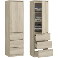 Home collective Kleiderschrank, Sonoma Eiche, Holzwerkstoff, 3 Schubladen 50x180.5x40