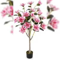 Costway Kunstbaum mit Mehrverzweigten Stämmen & Blüten Rosa 130CM