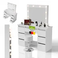 Juskys Schminktisch Talea und Hocker Tonia mit LED-Spiegel, 3