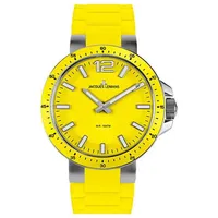Jacques Lemans Damenuhr Uhr Edelstahl Silikonband Silber Gelb Flach