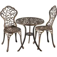Tectake Bistroset 3-tlg. Schwarz/Grau