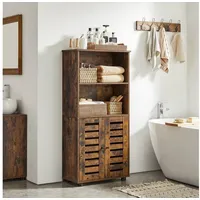 VASAGLE Highboard, Bücherschrank mit Lamellentüren, 2 offene Fächer, Füßen