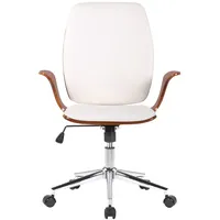 TPFLiving Bürostuhl Burton Kunstleder Walnuss/Weiß