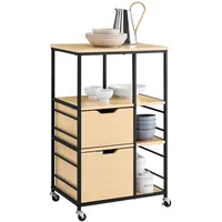 SoBuy Küchenwagen Natur, Holzwerkstoff, 53x89x37 cm, Esszimmer, Servierwagen