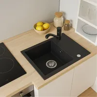 QLS LUNA 59x44 cm links Granit schwarz Handbetätigung 590