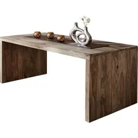 Massivmoebel24 Schreibtisch Sheesham 200x90x77 grau geölt NATURE GREY #712