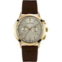 Jacques Lemans Armbanduhr Uhr Analog Edelstahl Lederband Gold Braun