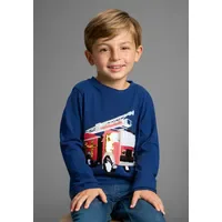 Kidsworld Langarmshirt "Feuerwehr Pailletten Shirt", Jungen, Gr. 128/134, blau,