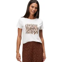 Zero T-Shirt mit Animalprint Patch CreamBrown | 34