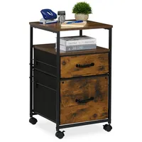 Relaxdays Rollcontainer, 2 Schubladen, Hängeregister, Industrial-Design, HBT: 68x40x40 cm,