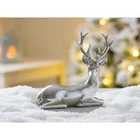 Boltze Hirsch Tobin liegend H 15 cm Kunstharz Silber