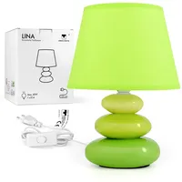 Urban Lifestyle Nachttischlampe "Lina" (Grün) Tischleuchte Keramik Tischlampe mit