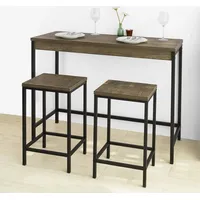 SoBuy 3-teilig Bartisch-Set Bistrotisch mit 2 Barhockern Küchentresen mit