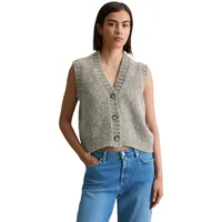 Marc O'Polo Regular Fit Strickweste aus Schurwoll-Mix, Hellgrau Melange,